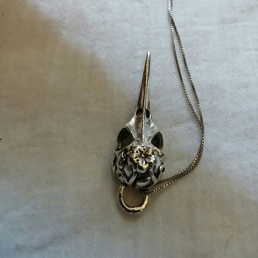 Gothic Noir Raven Sugar Skull Necklace - Picture 5 of 6